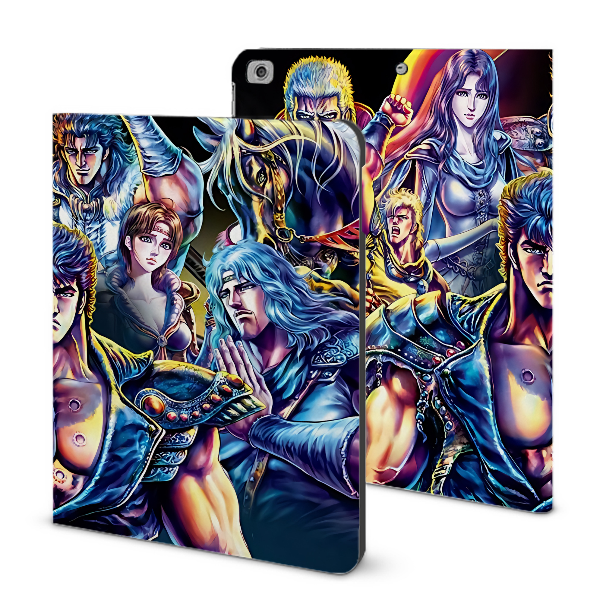 （画像用） 北斗の拳 Fist of the North Star IPad ケース ブック型 PUレザー TPU 耐衝撃 軽量 薄型 ペン収納なし 全面保護 IPad 各モデル対応